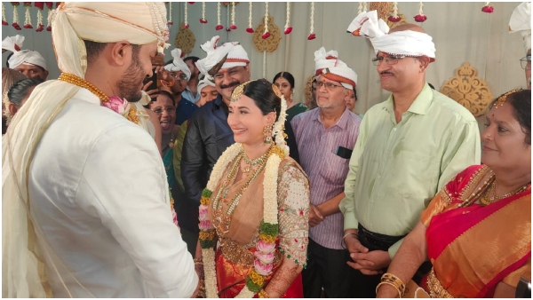 Kannada actress Manvitha Kamath wedding with Arun Kumar in Kalasa in Chikmagalur