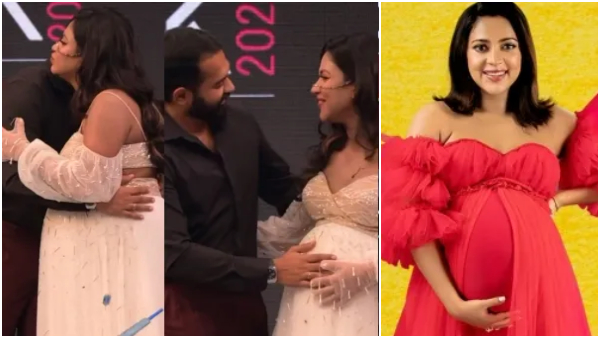 Pregnant actress Amala Paul hugs Asif Ali in an event on social media criticising her badly