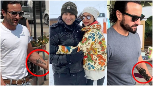 Saif Ali Khan hides 16-year-old Kareena tattoo on forearm fans wonder if this is for a film Saif Ali Khan hides 16-year-old Kareena tattoo on forearm fans wonder if this is for a film