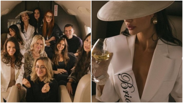 Bride-to-be Amy Jackson celebrates her bachelorette on a private jet in France with her girls squad