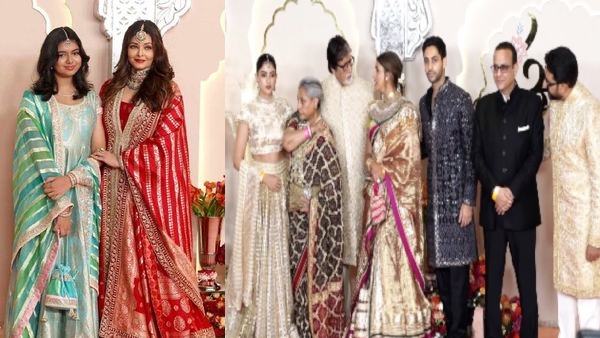 Aishwarya Rai Amitabh Bachchan family arrived saperatly at the Anant Ambani wedding