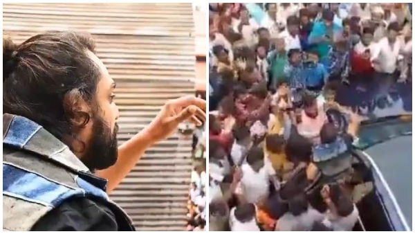 Jai d boss slogan in front of Martin actor dhruva sarja in hiriyur Jai d boss slogan in front of Martin actor dhruva sarja in hiriyur