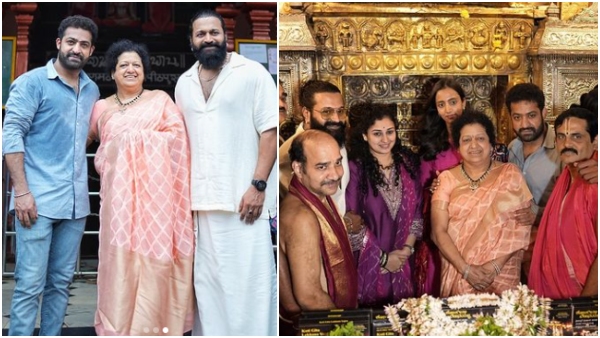 Jr NTR visited Udupi Srikrishna Mutt with his mother and Prashanth Neel Rishab Shetty