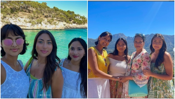 Veteran actress Maadhavi is enjoying her vacation in Spain with her three daughters