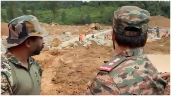 Mohanlal visits landslide hit Wayanad in Army uniform