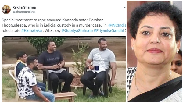 former president of NCW rekha sharma called actor darshan as rape accused