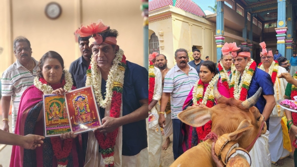 Shivarajkumar and Geetha Shivarajkumar shashtipoorthi at Thirukadaiyur temple