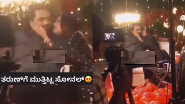 Sonal Monteiro kiss Husband Tharun Sudhir in Anushree Interview video viral