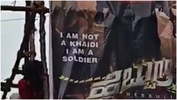 Sudeep fans Strong Counter To Darshan fans in hebbuli re-release banner