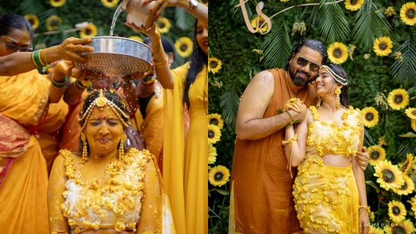 Tharun Sudhir and Sonal Monteiro wedding haldi celebration photos trending Tharun Sudhir and Sonal Monteiro wedding haldi celebration photos trending