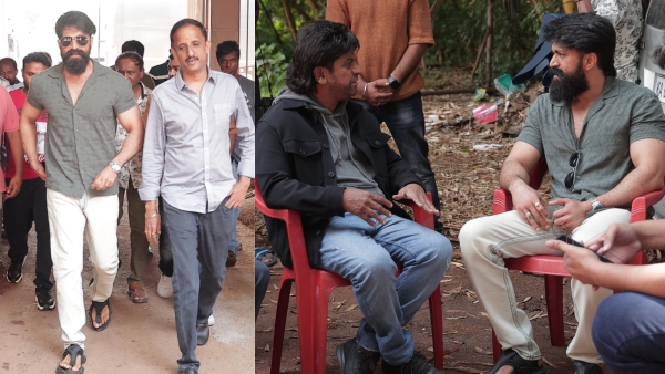 Toxic movie actor Yash met Shivarajkumar in 131st movie set photos goes viral Toxic movie actor Yash met Shivarajkumar in 131st movie set photos goes viral