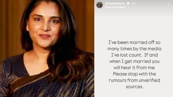 Finally actress Ramya Divya Spandana breaks her silence on her marriage rumours