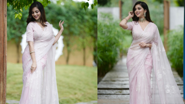 Social media sensation Niveditha Gowda photoshoot with saree goes viral
