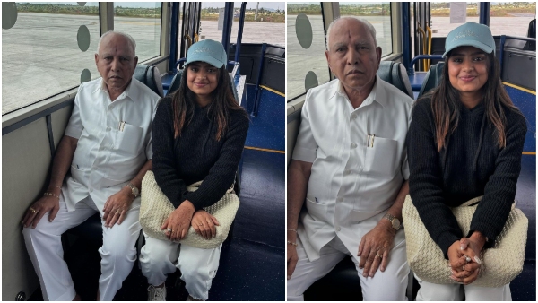 Sonu Srinivas Gowda poses with former CM BSY at the airport has gone viral