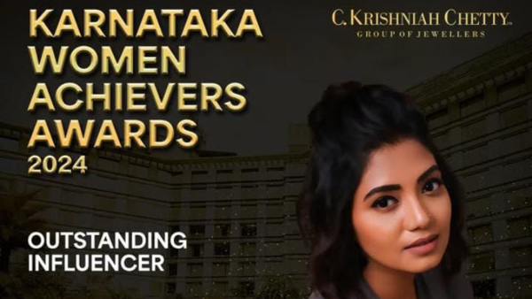 Actress Disha Madan who received the Karnataka Women Achievers Award
