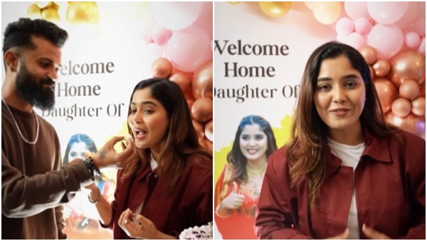 Bigg boss kannada 11 Aishwarya sindoghi receives a grand welcome from her family Bigg boss kannada 11 Aishwarya sindoghi receives a grand welcome from her family