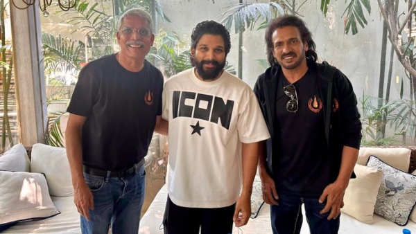 Upendra Lahari Velu met Allu Arjun after he released from jail in Hyderabad house Kannada movie news Upendra Lahari Velu met Allu Arjun after he released from jail in Hyderabad house Kannada movie news