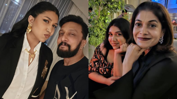 Kichcha Sudeep daughter Sanvi shered photos wearing her grandmother saree