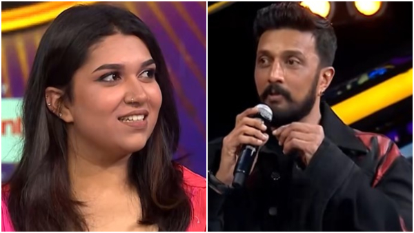 Netizens troll Kichcha Sudeep s daughter Sanvi for not speaking Kannada on the Sa Re Ga Ma Pa show