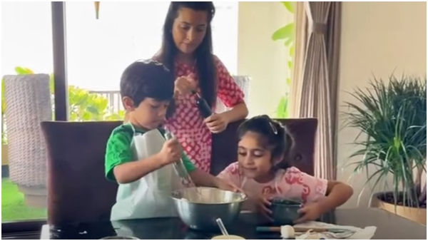 Radhika pandit shares Video Of Daughter Ayra and son yatharv Enjoying cake baking Radhika pandit shares Video Of Daughter Ayra and son yatharv Enjoying cake baking