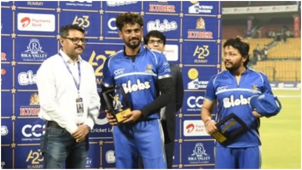 CCL 2025 karnataka bulldozers vs Chennai rhinos Darling Krishna s tremendous batting