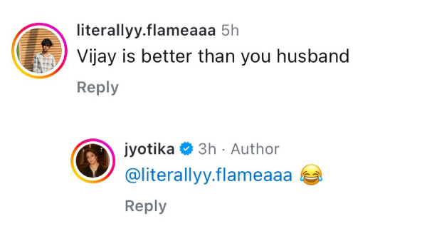 Did Jyotika react to a troll who comment Vijay is better than your husband