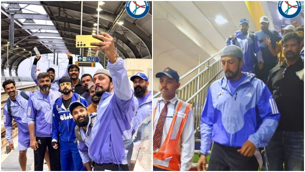 CCL 2025 Kiccha Sudeep Karnataka Bulldozers team members traveled in the Hyderabad Metro after practice
