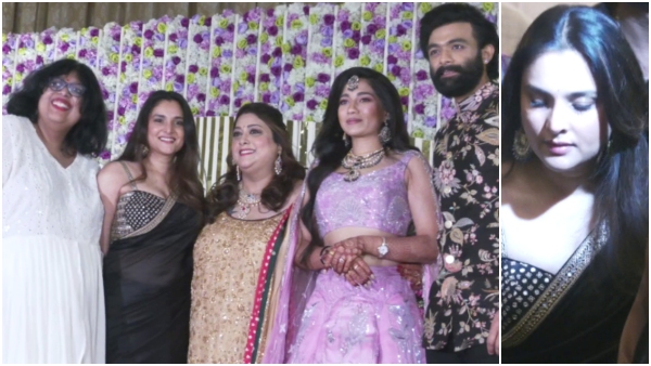 Sandalwood queen Ramya attends the wedding reception of Rakshita s brother Raanna