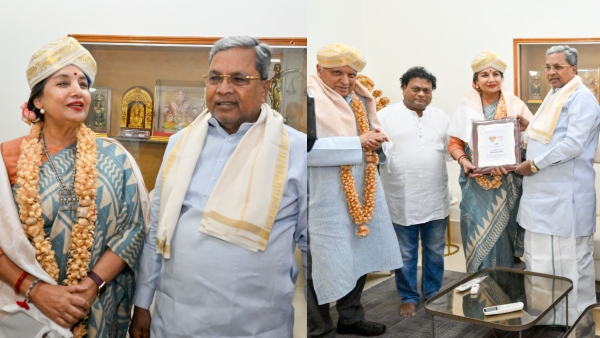 CM Siddaramaiah presented the 16th BIFF Lifetime Achievement Award and cash to actress Shabana Azmi