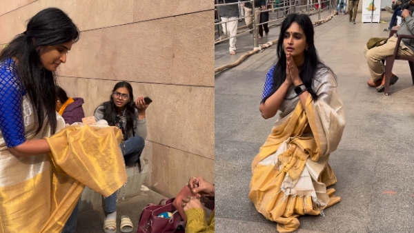 Kannada Actress Kaavya Shastry Begs at Kashi Vishwanath Temple