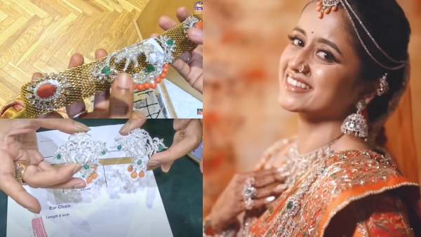 Famous Kannada anchor Chaitra Vasudevan wear costy diamond jewellery in her wedding