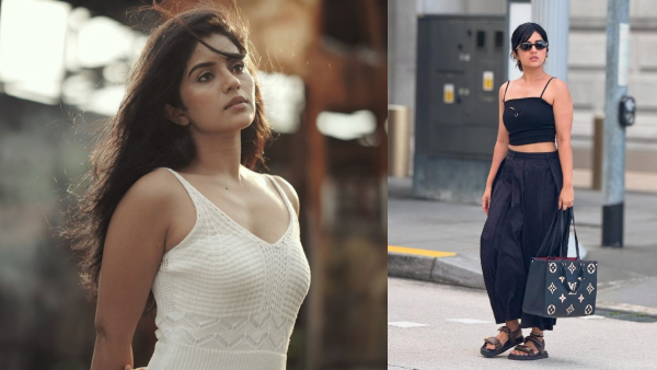 Megha Shetty in singapore seen with beautiful lower layer cut hairstyle