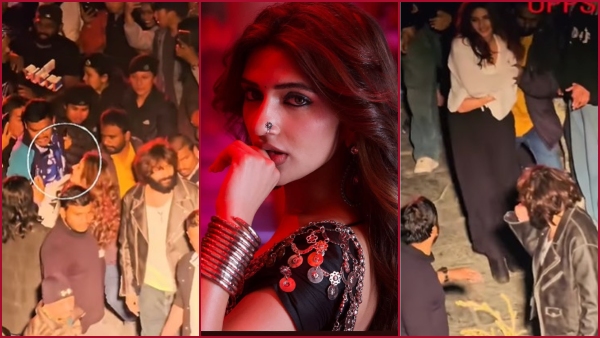 During filming with Kartik Aaryan Sreeleela is forcibly pulled into the crowd in a video