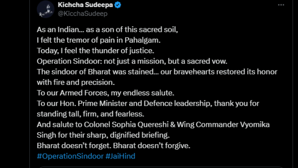 Kichcha Sudeep and Kannada film stars shows pride the indian army for operation sindoor