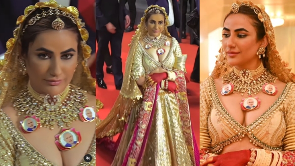 Actress Ruchi Gujjar wearing PM Narendra Modi necklace at the Cannes Film Festival 2025