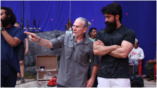 Actor Yash spotted with Hollywood stunt legend Guy Norris on the sets of Ramayana