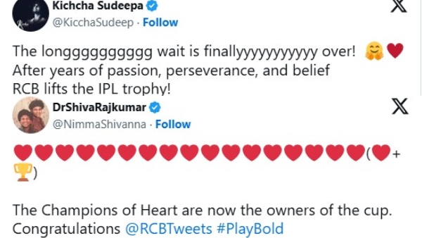 From Sudeep to Shiva Rajkumar here s how Kannada film celebrities reacted to RCB s IPL 2025 win