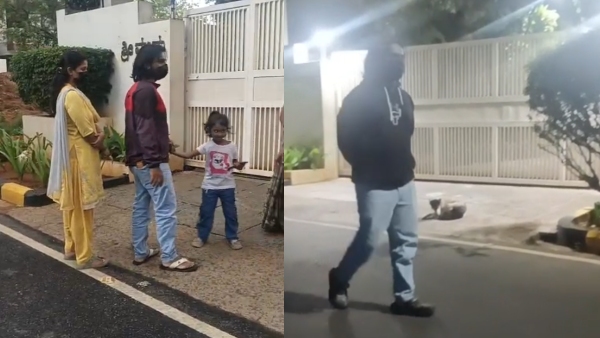 Madenur Manu video waiting infront of Shivarajkumar house with family went viral