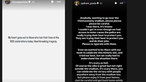 RCB celebration-stampede incident Ramya and Sapthami Gowda reacted on tragedy