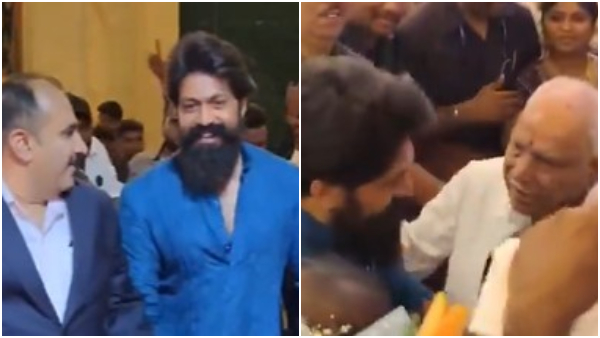Rocking Star Yash Attend Ex CM Yediyurappa Grandson s Wedding reception