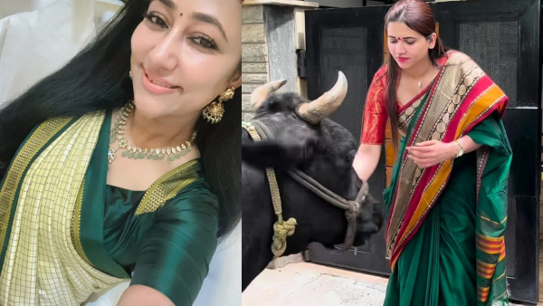 Vijayalakshmi Darshan and Pavithra Gowda honour the Varamahalakshmi festival wearing traditional sarees