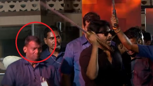 Pawan Kalyan s Sword Swing at OG Event Almost Injures Bodyguard video viral
