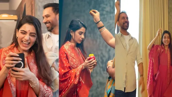 Actress Samantha and Rumored Boyfriend Raj Nidimoru joined for new project Maa Inti Bangaram Pooja Photo Viral