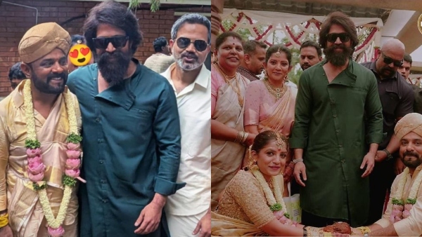Yash Attends KGF Cinematographer Bhuvan Gowda s Wedding with Nikhita in His Signature Rugged Look