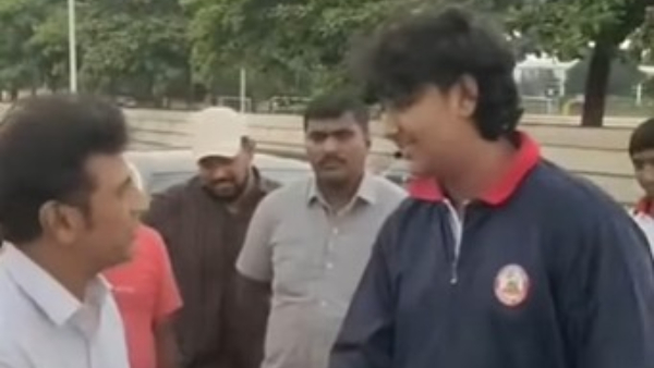 Shivarajkumar Meets Darshan s Son Vinesh on Dad Movie Set Viral Video Sparks Debut Talk