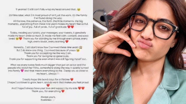 9 Years of Rashmika Mandanna A Grateful Note to Fans But Silence for Rakshit Shetty