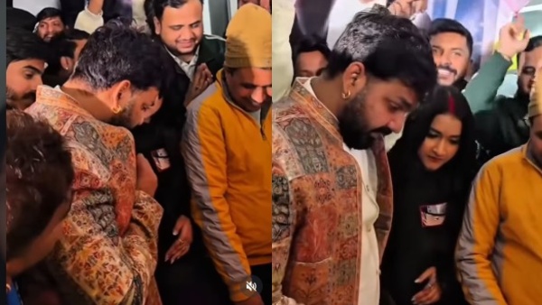 Pawan Singh at 40 Drunk amp amp Unsteady Viral Actress Feeding Cake Sparks 3rd Marriage Rumours