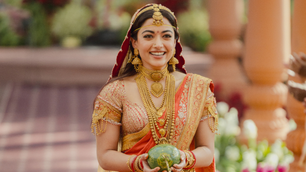 ViRosh Wedding Rashmika Mandanna s royal gold look vs Her surprisingly affordable footwear ViRosh Wedding Rashmika Mandanna s royal gold look vs Her surprisingly affordable footwear