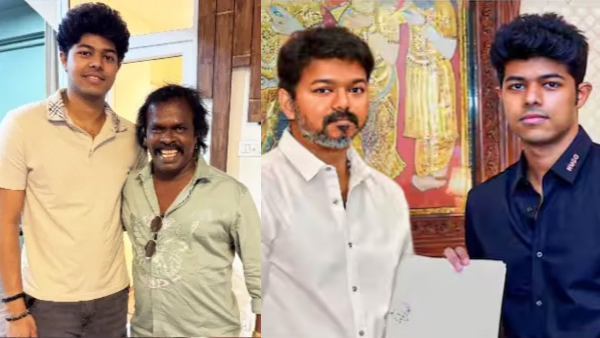 Bangle Bangari singer Anthony Dasan with Thalapthy Vijay Son Jason Sanjay pics goes viral Bangle Bangari singer Anthony Dasan with Thalapthy Vijay Son Jason Sanjay pics goes viral