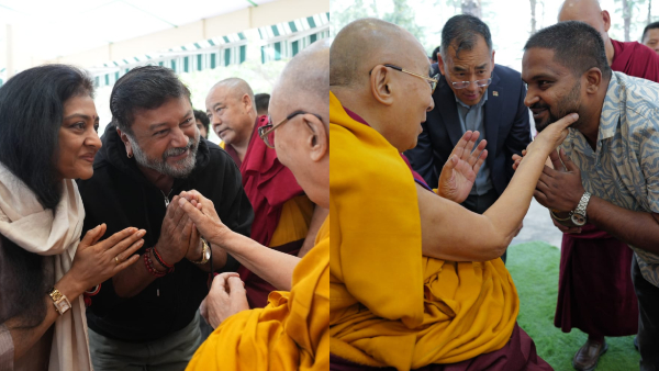 Shivarajkumar Pawan Wadeyar movie Bail movie team met Tibetan Buddhism Guru Dalai Lama